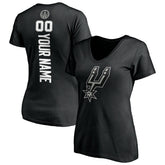 Black San Antonio Spurs Women's Personalized Playmaker Team V-Neck T-Shirt | NBA