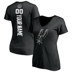 Black San Antonio Spurs Women's Personalized Playmaker Team V-Neck T-Shirt | NBA