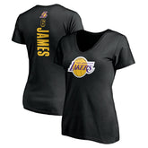 Black LeBron James Los Angeles Lakers Women's #6 Playmaker Name & Number V-Neck T-Shirt | NBA
