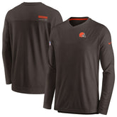 Cleveland Browns Sideline Coach Chevron Lock Up Long Sleeve V-Neck Performance T-Shirt | NFL Discount