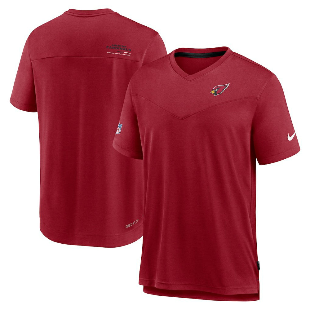 Arizona Cardinals Sideline Coach Chevron Lock Up Logo V-Neck Performance T-Shirt | NFL Hot