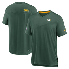 Green Bay Packers Sideline Coach Chevron Lock Up Logo V-Neck Performance T-Shirt | NFL Discount