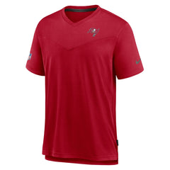 Tampa Bay Buccaneers Sideline Coach Chevron Lock Up Logo V-Neck Performance T-Shirt | NFL Hot