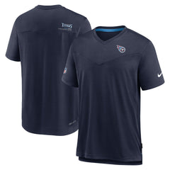 Tennessee Titans Sideline Coach Chevron Lock Up Logo V-Neck Performance T-Shirt | NFL On sale