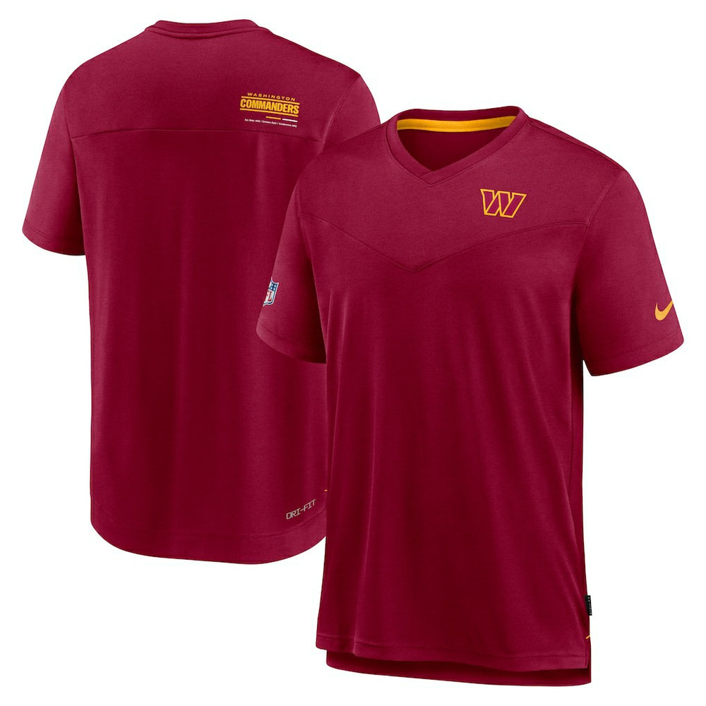 Washington Commanders Sideline Coach Chevron Lock Up Logo V-Neck Performance T-Shirt | NFL Online