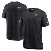 Las Vegas Raiders Sideline Coach Chevron Lock Up Logo V-Neck Performance T-Shirt | NFL Near me