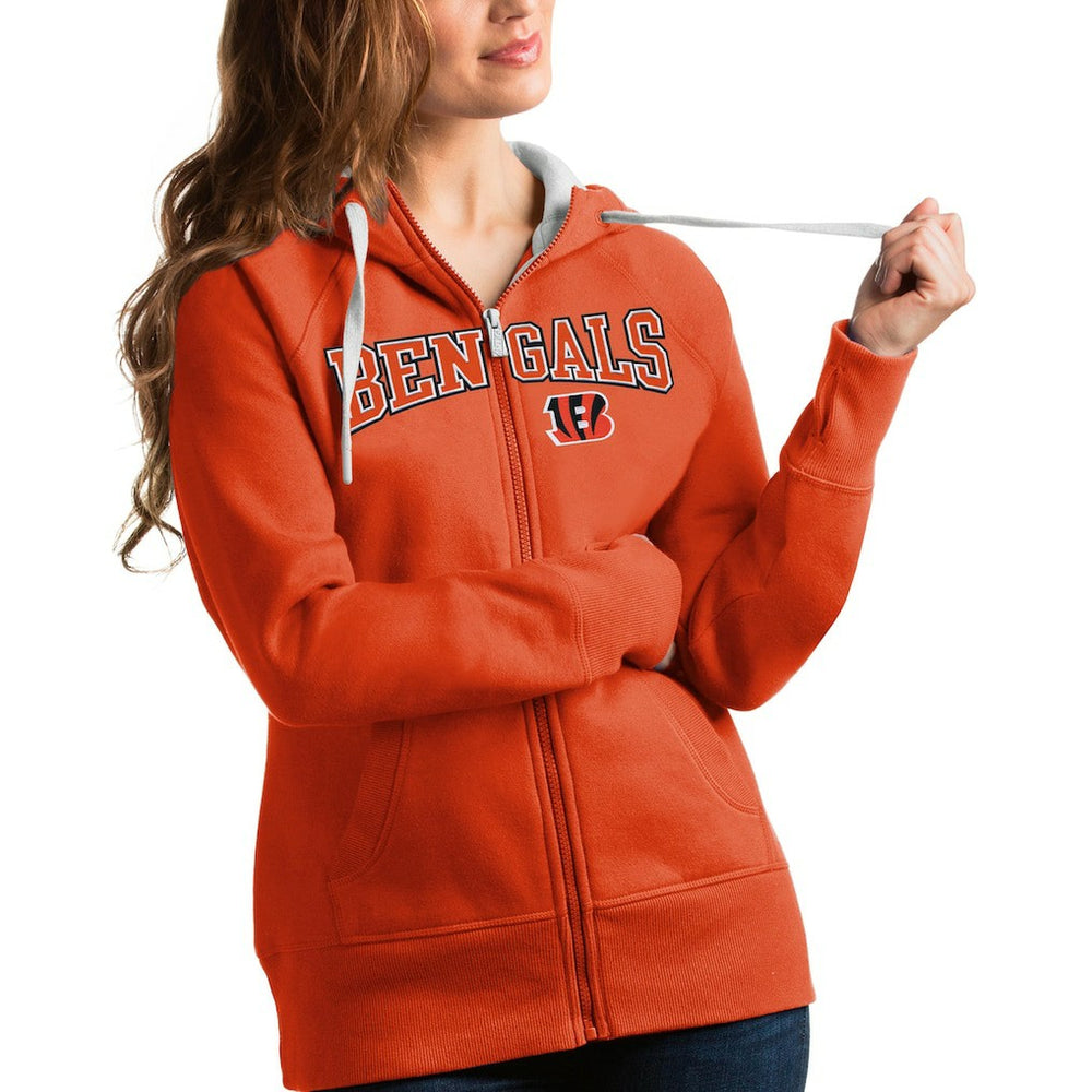 Cincinnati Bengals Antigua Women's Wordmark Victory Full-Zip Hoodie | NFL New