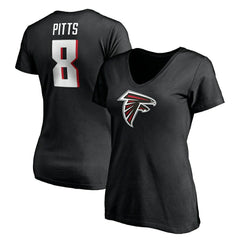 Atlanta Falcons Kyle Pitts Women's Player Icon Name & Number V-Neck T-Shirt | NFL Sale
