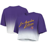 Purple/White Los Angeles Lakers Majestic Threads Women's Dirty Dribble Tri-Blend Cropped T-Shirt | NBA