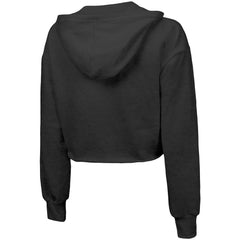 Black Brooklyn Nets Majestic Threads Women's Repeat Cropped Tri-Blend Pullover Hoodie | NBA