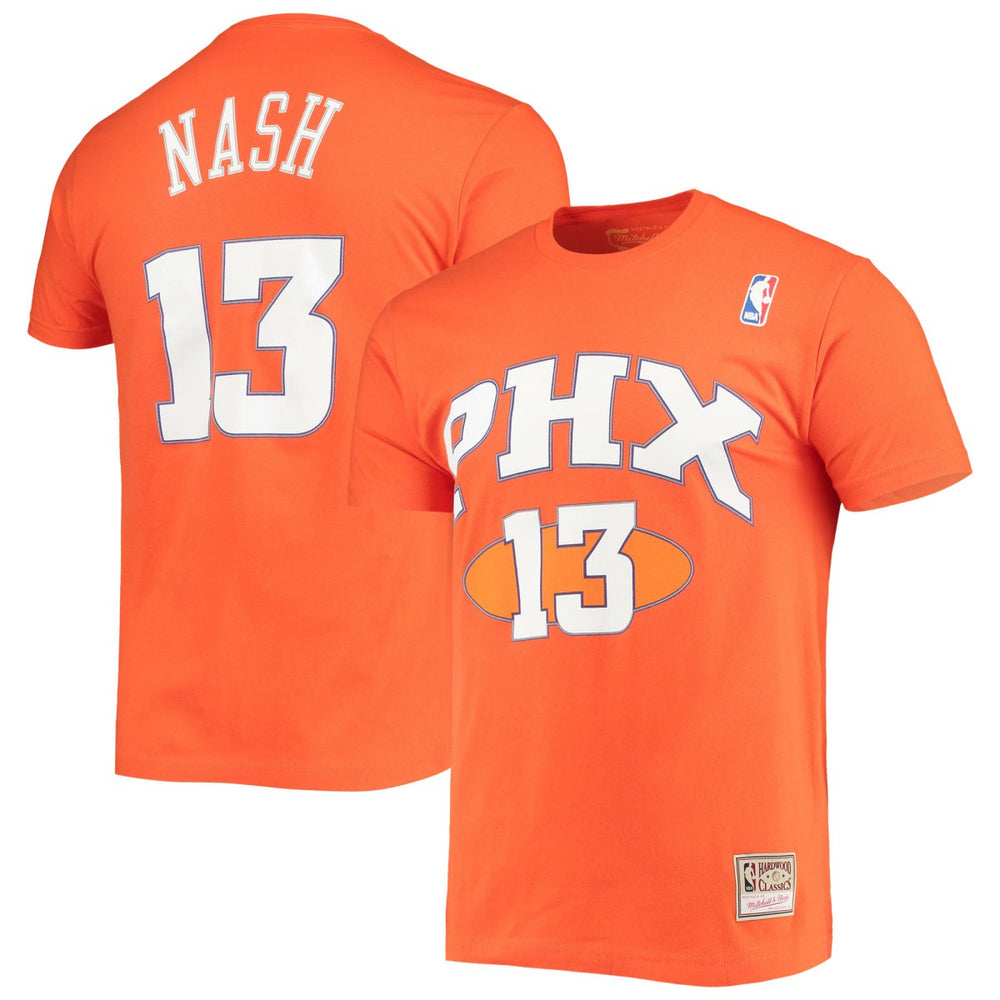 Orange Steve Nash Phoenix Suns Hardwood Classics Stitch Name & Number T-Shirt | NBA