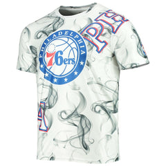 White/Black Philadelphia 76ers FISLL Asymmetric Bold Smoke T-Shirt | NBA