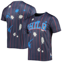 Navy Philadelphia 76ers FISLL Striped Splatter T-Shirt | NBA