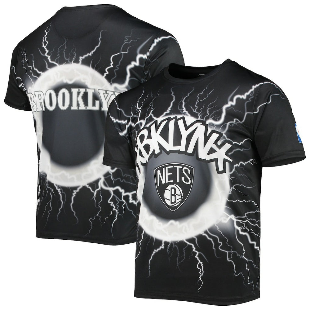 Black Brooklyn Nets FISLL Tornado Bolt T-Shirt | NBA