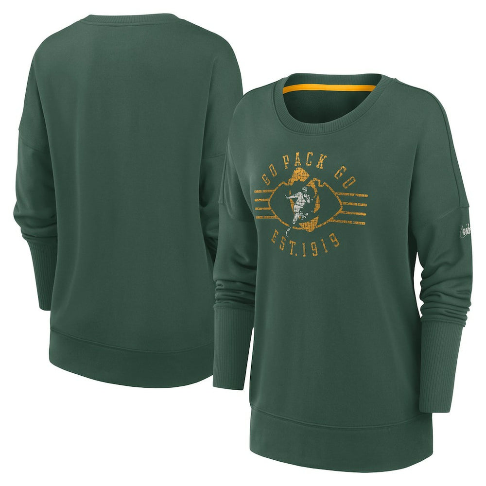 Green Bay Packers Women's Rewind Playback Icon Performance Pullover Sweatshirt | NFL Discount