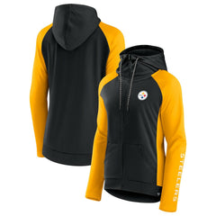Pittsburgh Steelers Women's End Around Lightweight Raglan Full-Zip Hoodie Jacket | NFL Hot