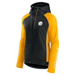 Pittsburgh Steelers Women's End Around Lightweight Raglan Full-Zip Hoodie Jacket | NFL Hot