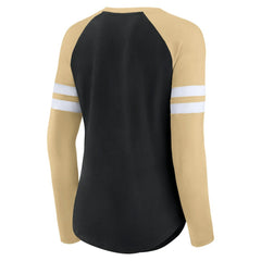 New Orleans Saints Women's True to Form Raglan Lace-Up V-Neck Long Sleeve T-Shirt | NFL New