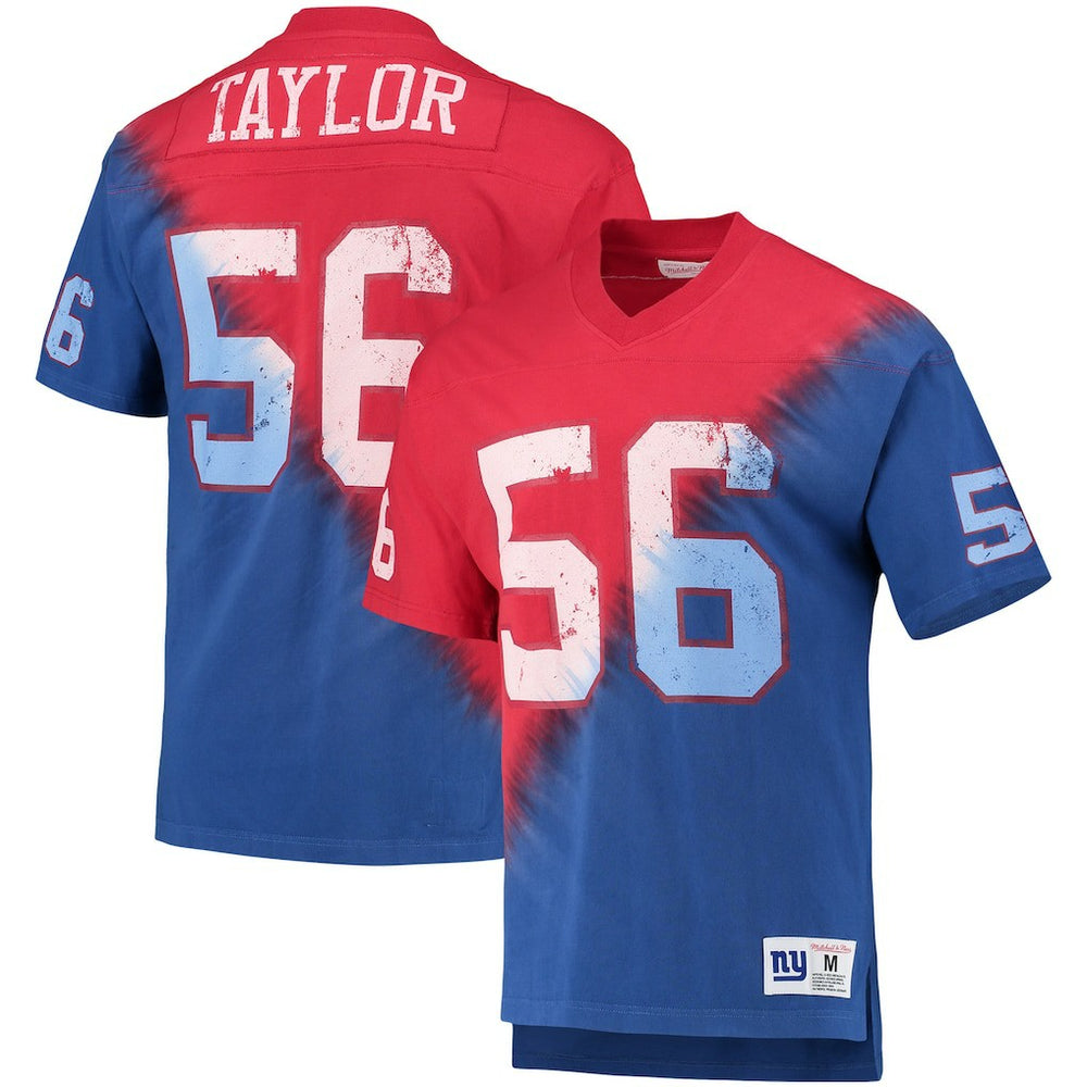 New York Giants Lawrence Taylor Retired Player Name & Number Diagonal Tie-Dye V-Neck T-Shirt | NFL Discount