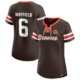 Cleveland Browns Baker Mayfield Women's Athena Name & Number Notch Neck T-Shirt | NFL Hot