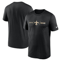 New Orleans Saints Horizontal Lockup Legend Performance T-Shirt | NFL Hot