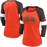 Cleveland Browns Women's Football Pride Slub 3/4 Raglan Sleeve T-Shirt | NFL Sale