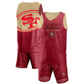 San Francisco 49ers FOCO Colorblock Mesh V-Neck & Shorts Set | NFL New