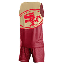 San Francisco 49ers FOCO Colorblock Mesh V-Neck & Shorts Set | NFL New