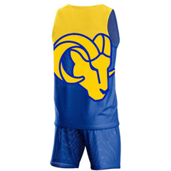 Los Angeles Rams FOCO Colorblock Mesh V-Neck & Shorts Set | NFL New