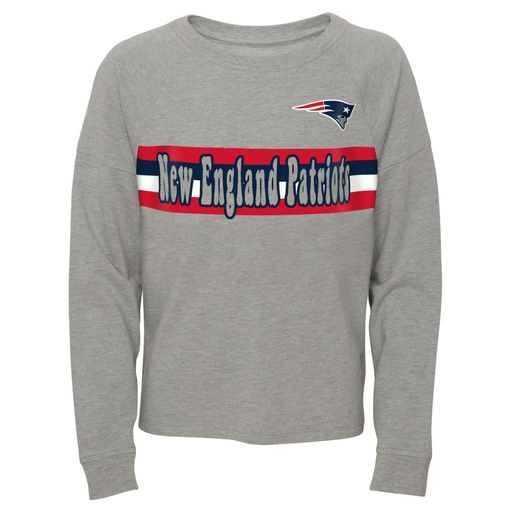 New England Patriots Juniors All Striped Up Raglan Long Sleeve T-Shirt | NFL On sale
