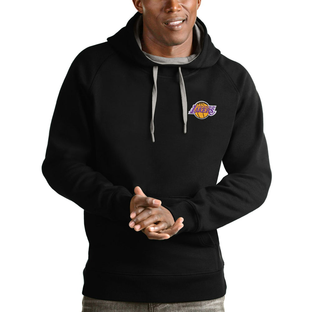 Black Los Angeles Lakers Antigua Victory Pullover Hoodie | NBA