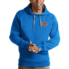 Blue New York Knicks Antigua Victory Pullover Hoodie | NBA