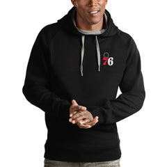 Black Philadelphia 76ers Antigua Victory Pullover Hoodie | NBA