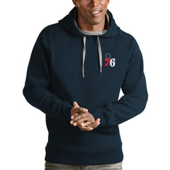 Navy Philadelphia 76ers Antigua Victory Pullover Hoodie | NBA
