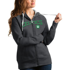 Charcoal Boston Celtics Antigua Women's Team Victory Full-Zip Hoodie | NBA