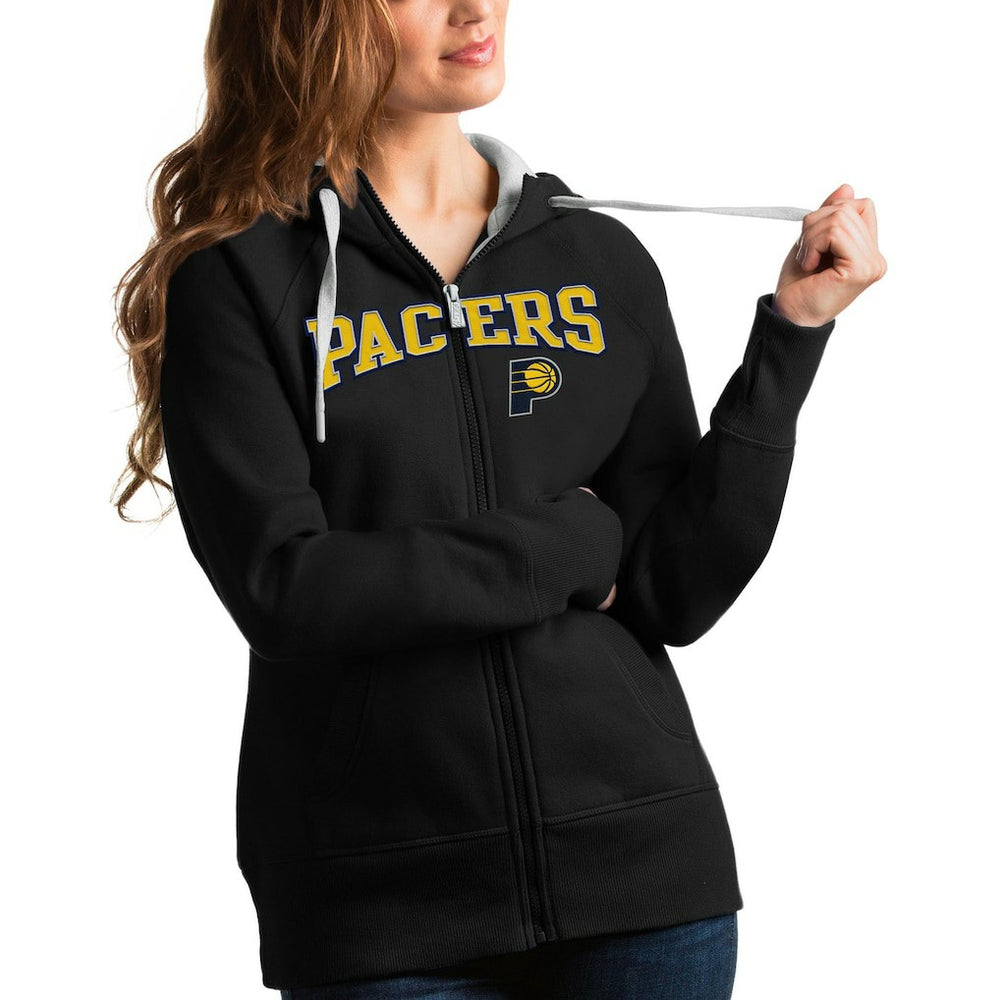 Black Indiana Pacers Antigua Women's Team Victory Full-Zip Hoodie | NBA