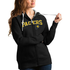 Black Indiana Pacers Antigua Women's Team Victory Full-Zip Hoodie | NBA