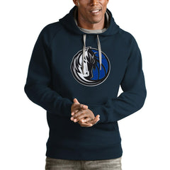 Navy Dallas Mavericks Antigua Logo Victory Pullover Hoodie sale | NBA