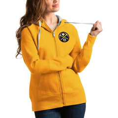 Gold Denver Nuggets Antigua Women's Victory Full-Zip Hoodie sale | NBA