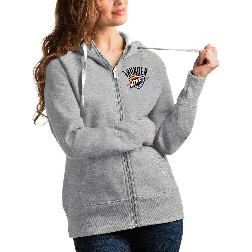 Heathered Gray Oklahoma City Thunder Antigua Women's Victory Full-Zip Hoodie | NBA