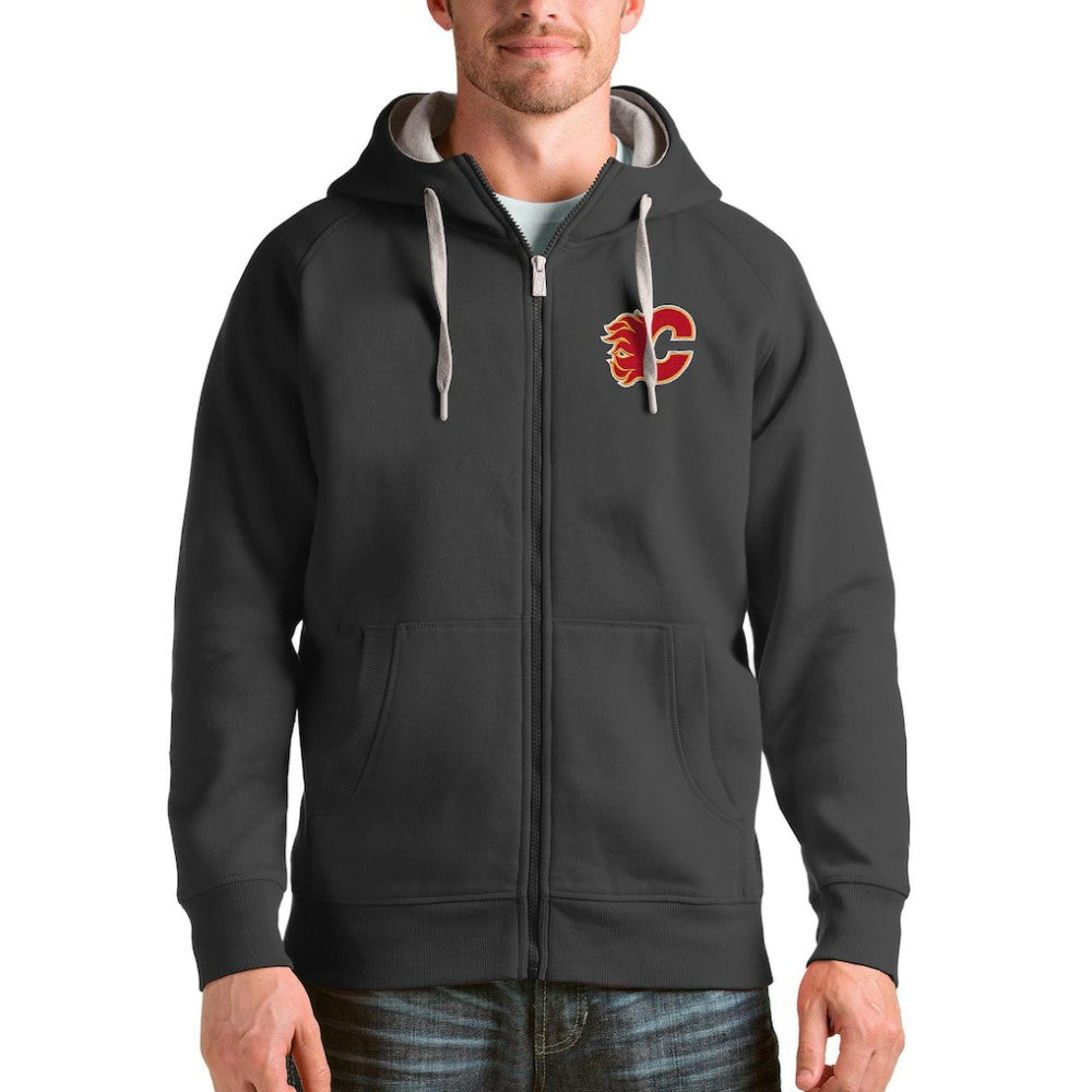 Calgary Flames Antigua Logo Victory Full-Zip Hoodie - NHL Hoodies