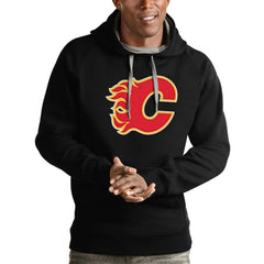 Calgary Flames Antigua Logo Victory Pullover Hoodie - NHL Hoodies