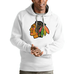 Chicago Blackhawks Antigua Logo Victory Pullover Hoodie - NHL Hoodies