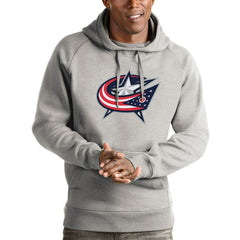 Columbus Blue Jackets Antigua Logo Victory Pullover Hoodie - NHL Hoodies