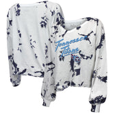 Tennessee Titans Majestic Threads Women's Off-Shoulder Tie-Dye V-Neck Long Sleeve T-Shirt | NFL Hot