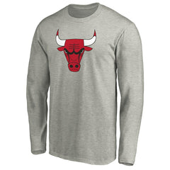 Heathered Gray Chicago Bulls Primary Team Logo Long Sleeve T-Shirt sale | NBA