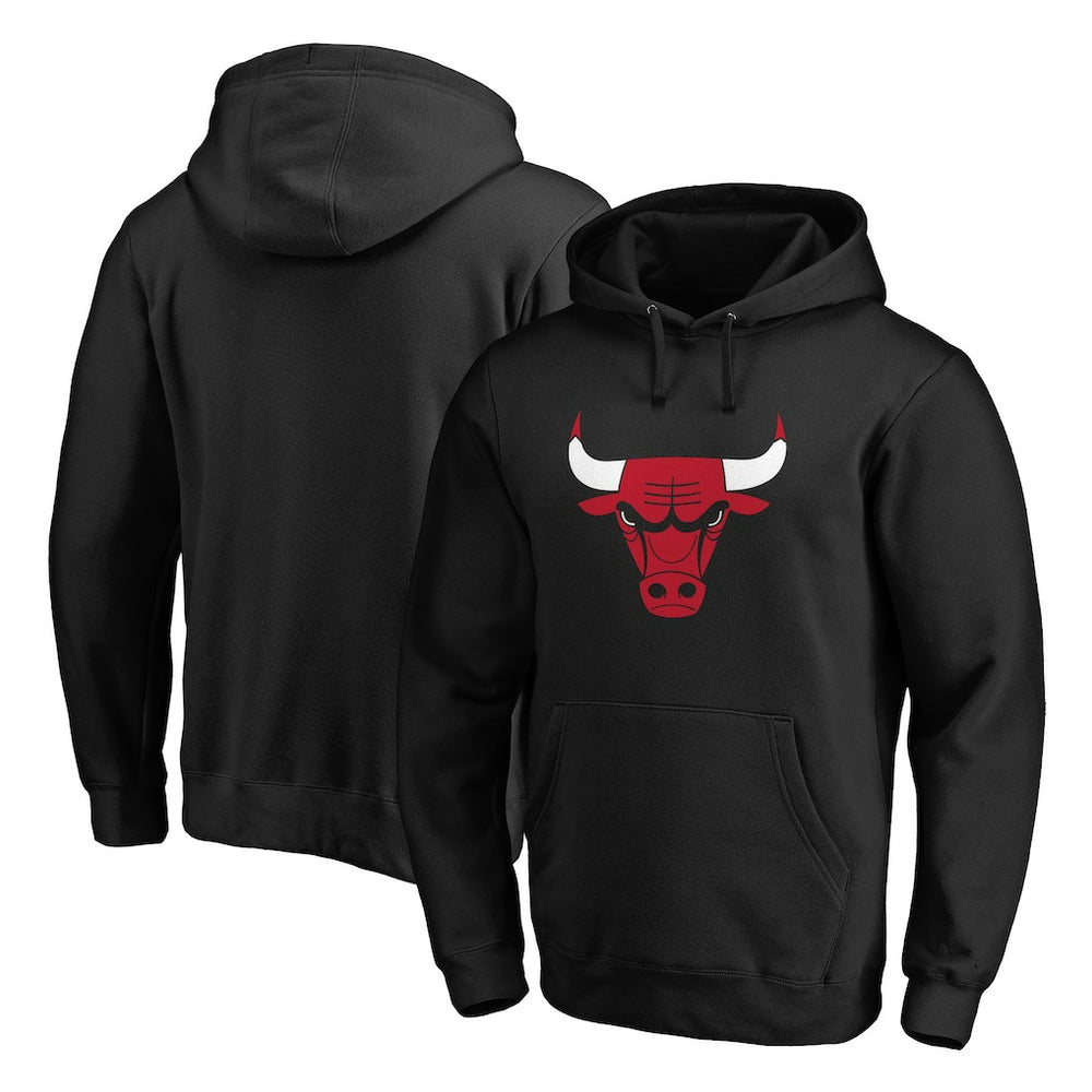 Black Chicago Bulls Primary Mascot Logo Pullover Hoodie | NBA