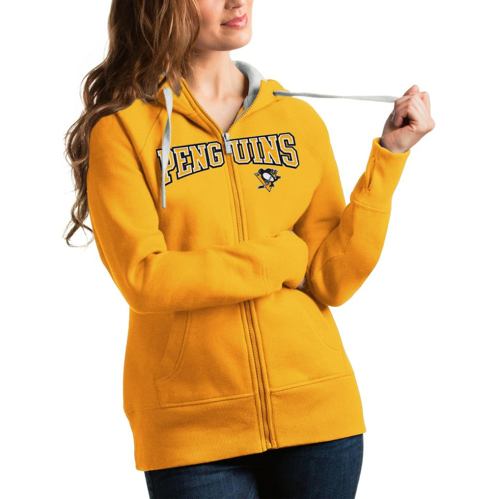 Pittsburgh Penguins Antigua Women's Wordmark Victory Full-Zip Hoodie - NHL Hoodies