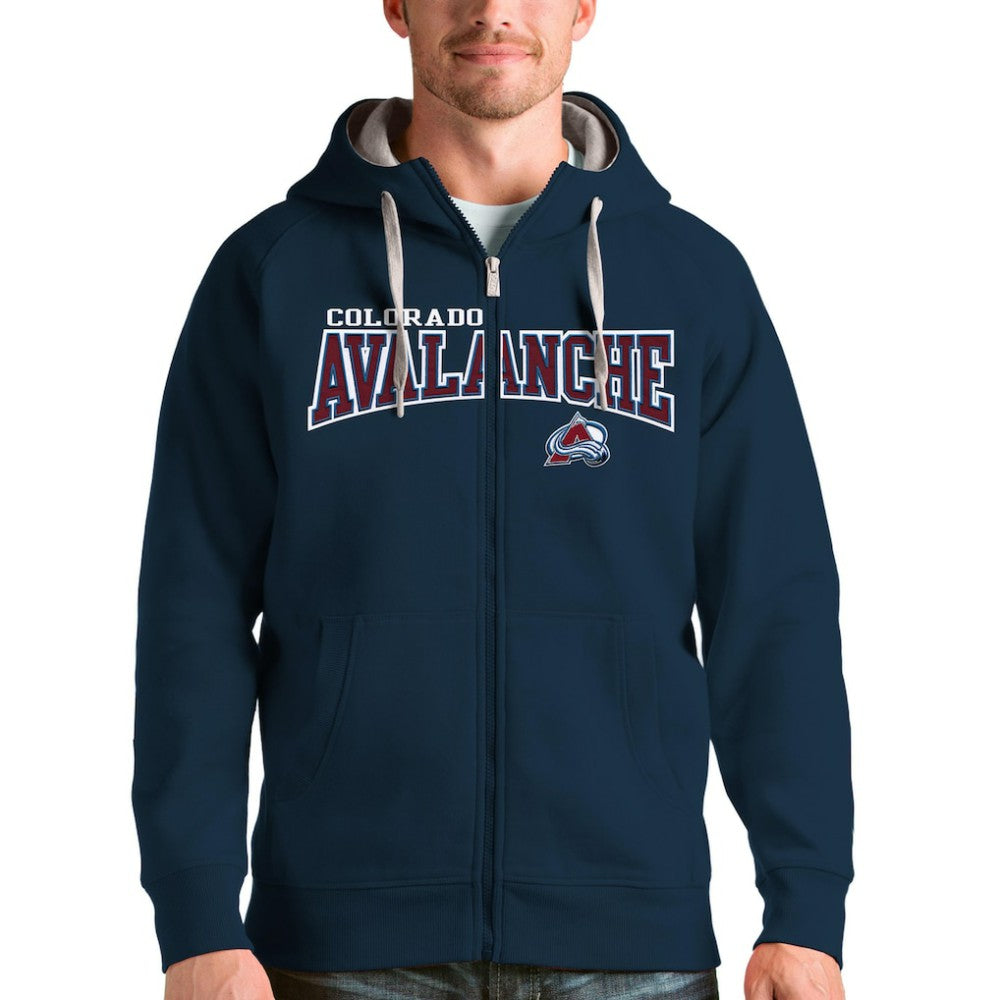 Colorado Avalanche Antigua Wordmark Victory Full-Zip Hoodie - NHL Hoodies