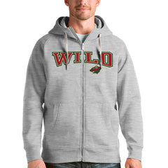 Minnesota Wild Antigua Wordmark Victory Full-Zip Hoodie - NHL Hoodies